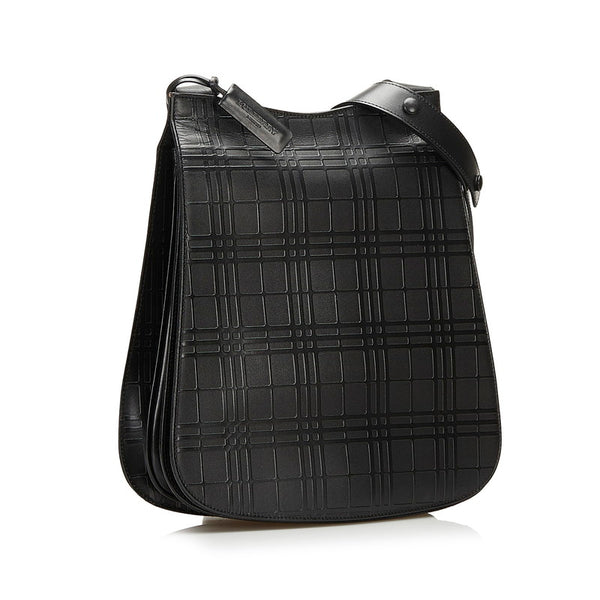 バーバリー チェック ショルダーバッグ ブラック PVC レザー レディース BURBERRY 【中古】