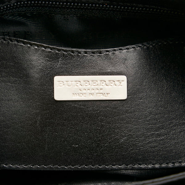 バーバリー チェック ショルダーバッグ ブラック PVC レザー レディース BURBERRY 【中古】