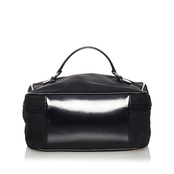 グッチ バニティ ハンドバッグ 032 1956 ブラック ナイロン レザー レディース GUCCI 【中古】