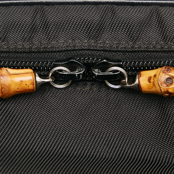 グッチ バニティ ハンドバッグ 032 1956 ブラック ナイロン レザー レディース GUCCI 【中古】