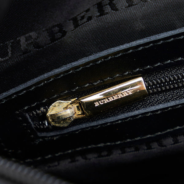 バーバリー チェック ボストンバッグ ハンドバッグ ブラウン ブラック ツイード エナメル レディース BURBERRY 【中古】