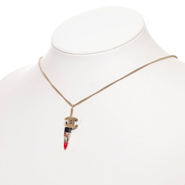 シャネル ゴールド メッキ ココマーク リップモチーフ ネックレス レディース CHANEL 【中古】