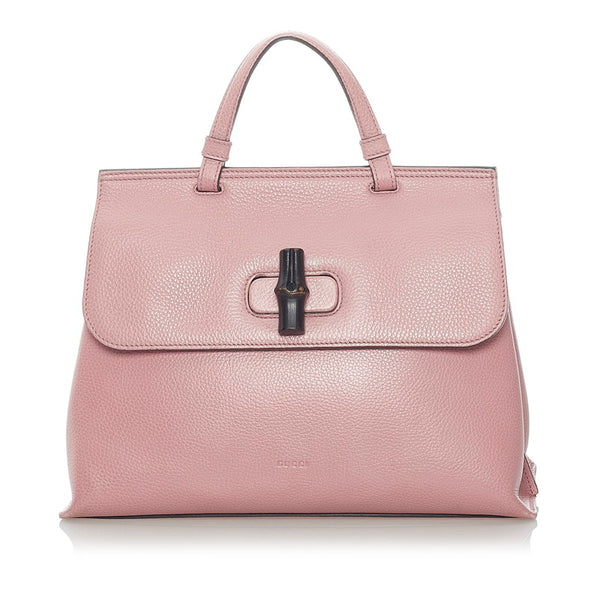 グッチ バンブー デイリー ハンドバッグ ショルダーバッグ 2WAY 392013 ピンク レザー レディース GUCCI 【中古】