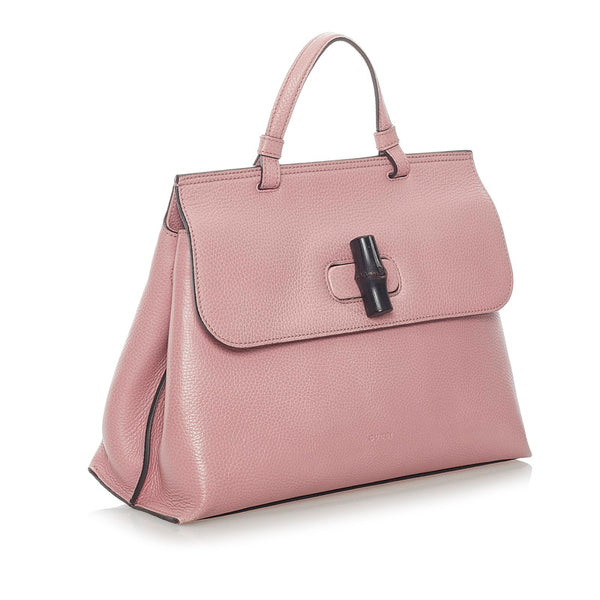 グッチ バンブー デイリー ハンドバッグ ショルダーバッグ 2WAY 392013 ピンク レザー レディース GUCCI 【中古】