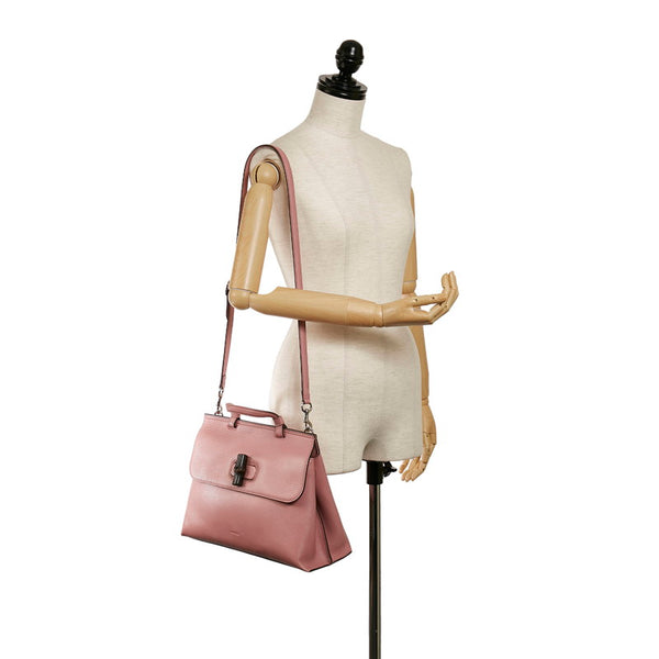 グッチ バンブー デイリー ハンドバッグ ショルダーバッグ 2WAY 392013 ピンク レザー レディース GUCCI 【中古】