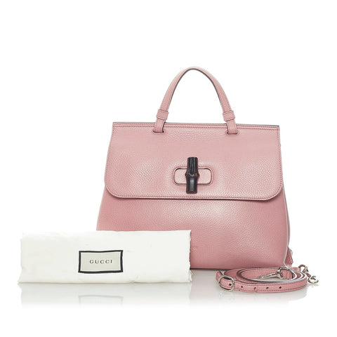 グッチ バンブー デイリー ハンドバッグ ショルダーバッグ 2WAY 392013 ピンク レザー レディース GUCCI 【中古】