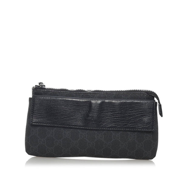 グッチ GGスプリーム ウエストバッグ 161833 ブラック PVC レザー メンズ GUCCI 【中古】