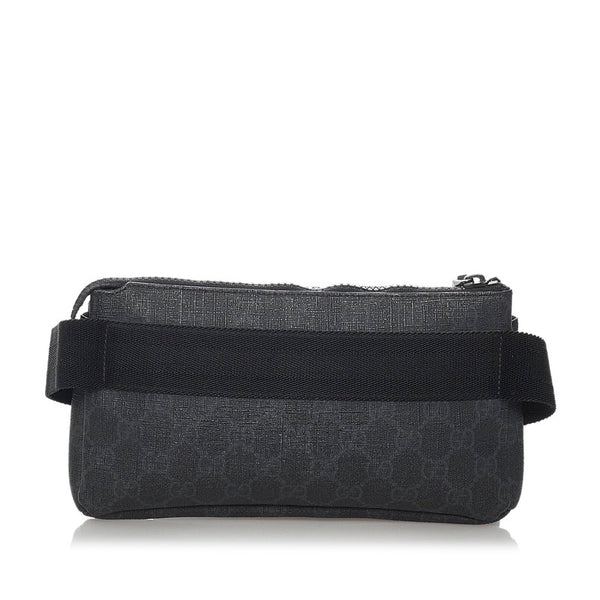 グッチ GGスプリーム ウエストバッグ 161833 ブラック PVC レザー メンズ GUCCI 【中古】