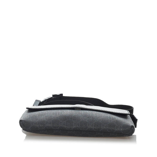 グッチ GGスプリーム ウエストバッグ 161833 ブラック PVC レザー メンズ GUCCI 【中古】