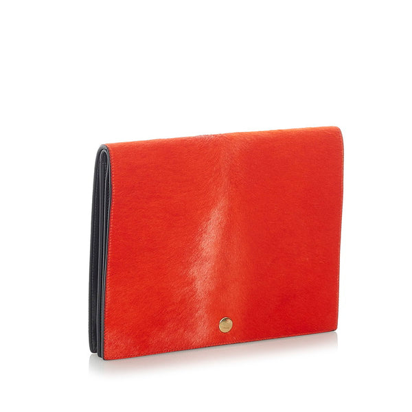 セリーヌ クラッチバッグ レッド レザー ハラコ レディース CELINE 【中古】