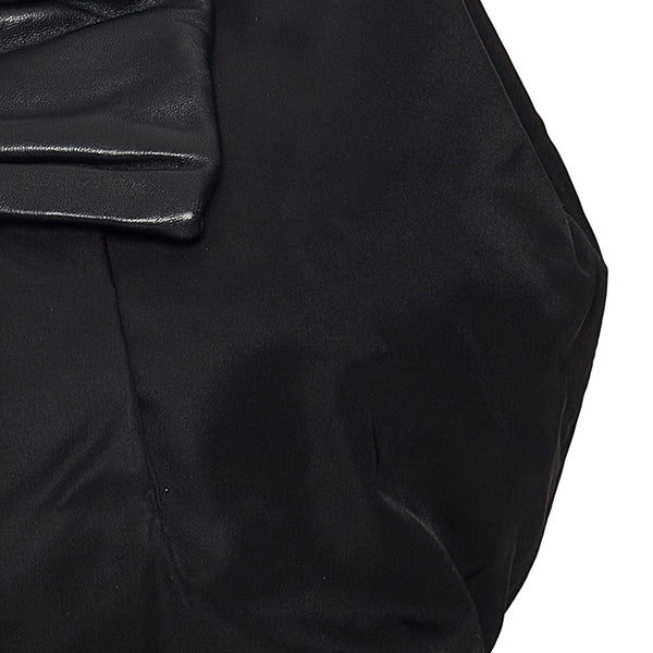 プラダ ポコノ リボン ブラック ナイロン レザー ハンドバッグ レディース PRADA 【中古】