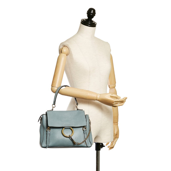 クロエ フェイ デイ ミディアム ハンドバッグ ライトブルー レザー レディース Chloe 【中古】