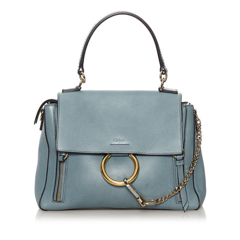 クロエ フェイ デイ ミディアム ハンドバッグ ライトブルー レザー レディース Chloe 【中古】