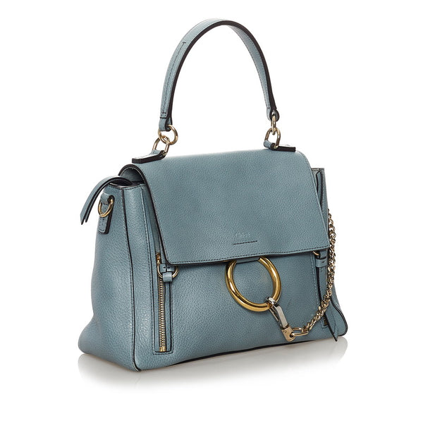 クロエ フェイ デイ ミディアム ハンドバッグ ライトブルー レザー レディース Chloe 【中古】