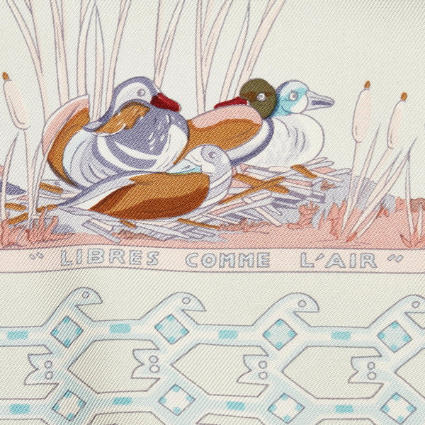 エルメス カレ90 LIBRES COMME L'AIR 空は自由 スカーフ ライトグリーン シルク レディース HERMES 【中古】