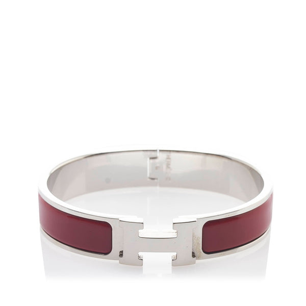 エルメス クリックH ブレスレット ルージュ シルバー エナメル メタル レディース HERMES 【中古】