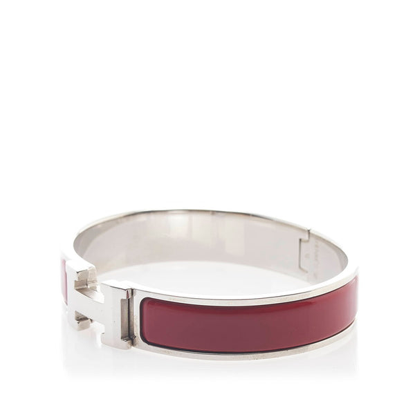 エルメス クリックH ブレスレット ルージュ シルバー エナメル メタル レディース HERMES 【中古】