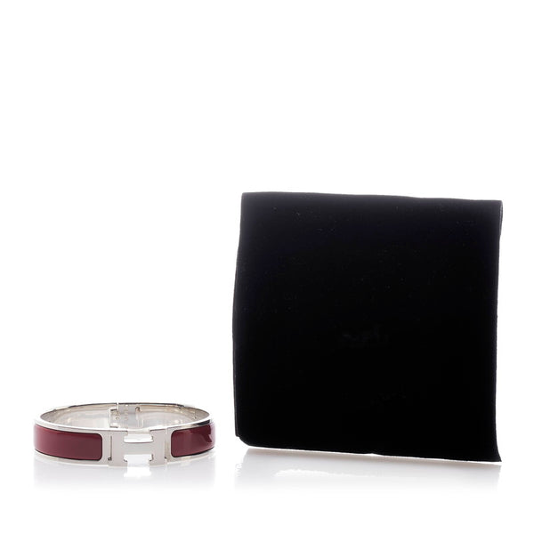 エルメス クリックH ブレスレット ルージュ シルバー エナメル メタル レディース HERMES 【中古】