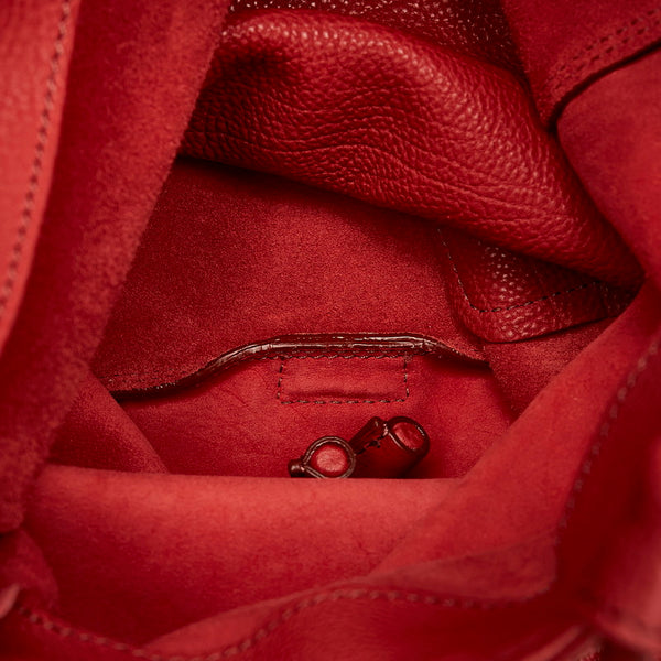 バーバリー 巾着 リュック・デイパック レッド レザー レディース BURBERRY 【中古】