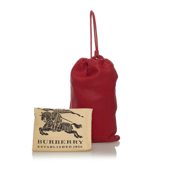 バーバリー 巾着 リュック・デイパック レッド レザー レディース BURBERRY 【中古】