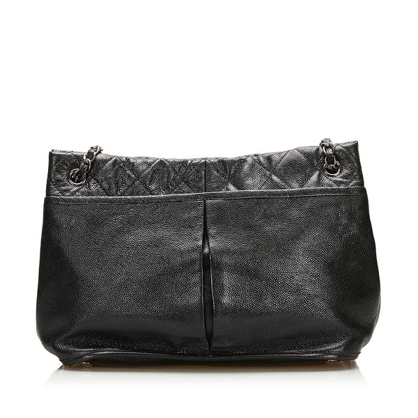 シャネル ココマーク チェーン ショルダーバッグ トートバッグ ブラック シルバー キャビアスキン レディース CHANEL 【中古】