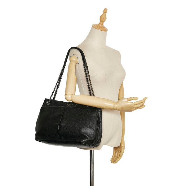 シャネル ココマーク チェーン ショルダーバッグ トートバッグ ブラック シルバー キャビアスキン レディース CHANEL 【中古】