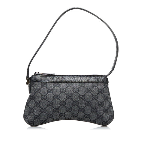 グッチ GGキャンバス ホースビット ポーチ ミニハンドバッグ 272381 ブラック キャンバス レザー レディース GUCCI 【中古】