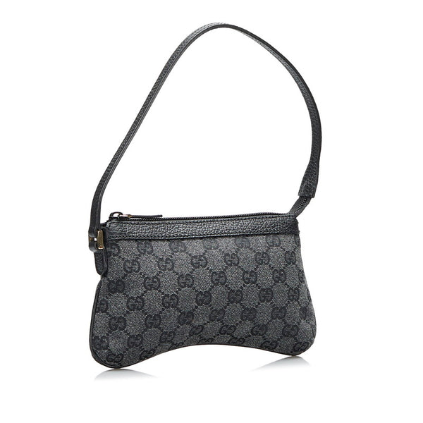 グッチ GGキャンバス ホースビット ポーチ ミニハンドバッグ 272381 ブラック キャンバス レザー レディース GUCCI 【中古】