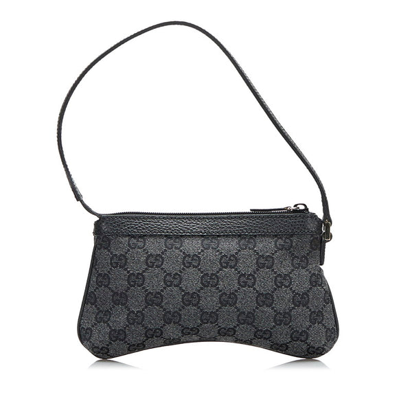 グッチ GGキャンバス ホースビット ポーチ ミニハンドバッグ 272381 ブラック キャンバス レザー レディース GUCCI 【中古】