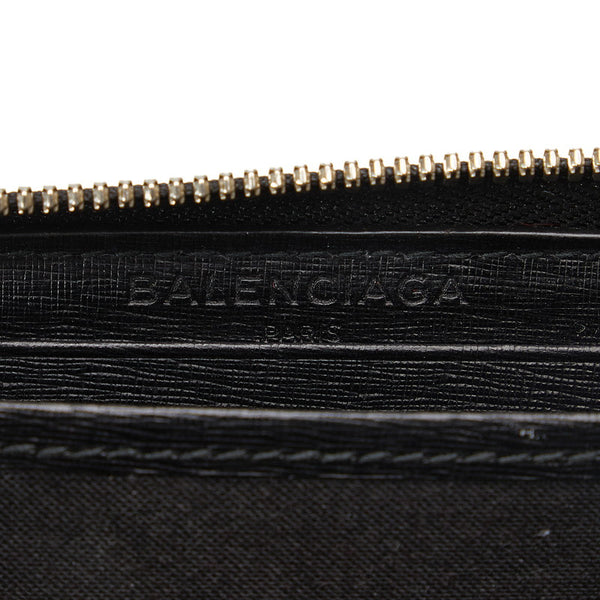 バレンシアガ ロゴ ラウンドファスナー コインケース コインパース 小銭入れ 452503 ブラック レザー レディース BALENCIAGA 【中古】