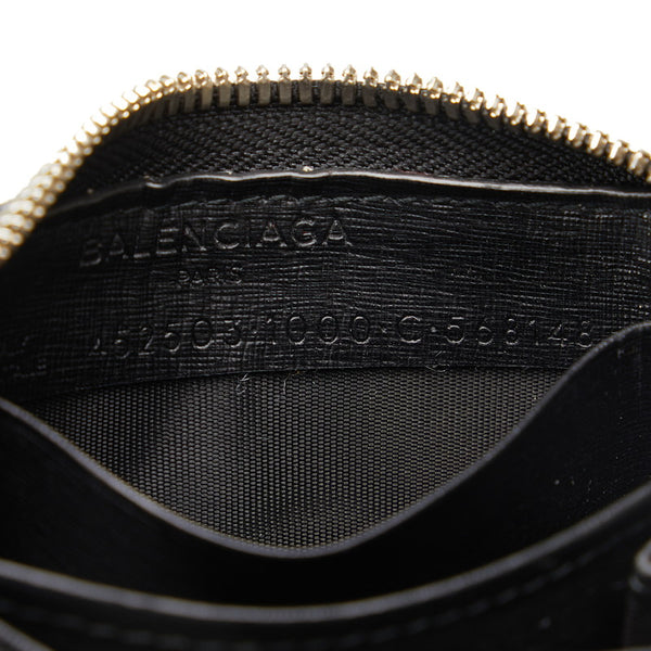 バレンシアガ ロゴ ラウンドファスナー コインケース コインパース 小銭入れ 452503 ブラック レザー レディース BALENCIAGA 【中古】