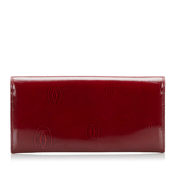 カルティエ ハッピーバースデー 長財布 ボルドー エナメル メンズ CARTIER 【中古】