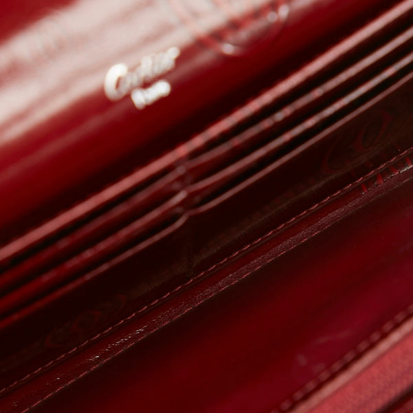 カルティエ ハッピーバースデー 長財布 ボルドー エナメル メンズ CARTIER 【中古】