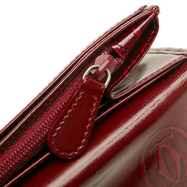 カルティエ ハッピーバースデー 長財布 ボルドー エナメル メンズ CARTIER 【中古】