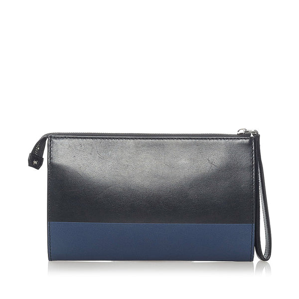 サルヴァトーレフェラガモ ガンチーニ クラッチバッグ IY-24A232 ブラック ブルー レザー メンズ Salvatore Ferragamo 【中古】