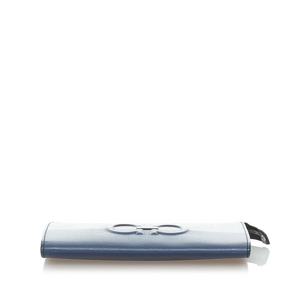 サルヴァトーレフェラガモ ガンチーニ クラッチバッグ IY-24A232 ブラック ブルー レザー メンズ Salvatore Ferragamo 【中古】