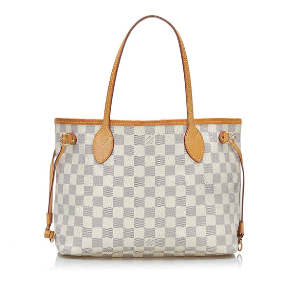 ルイ ヴィトン ダミエ アズール ネヴァーフルPM トートバッグ ショルダーバッグ N51110 ホワイト PVC レザー レディース LOUIS VUITTON 【中古】