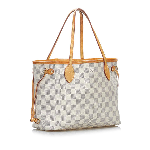 ルイ ヴィトン ダミエ アズール ネヴァーフルPM トートバッグ ショルダーバッグ N51110 ホワイト PVC レザー レディース LOUIS VUITTON 【中古】