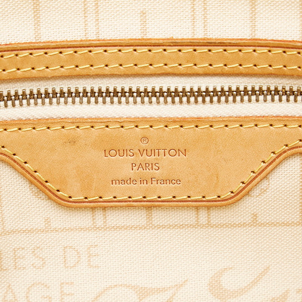 ルイ ヴィトン ダミエ アズール ネヴァーフルPM トートバッグ ショルダーバッグ N51110 ホワイト PVC レザー レディース LOUIS VUITTON 【中古】