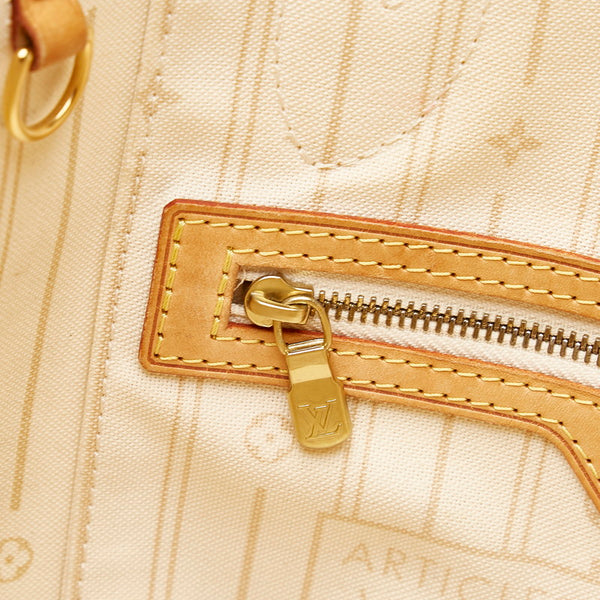 ルイ ヴィトン ダミエ アズール ネヴァーフルPM トートバッグ ショルダーバッグ N51110 ホワイト PVC レザー レディース LOUIS VUITTON 【中古】