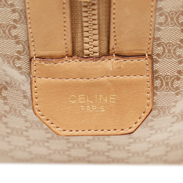 セリーヌ マカダム ミニ ボストンバッグ ハンドバッグ ベージュ PVC レザー レディース CELINE 【中古】