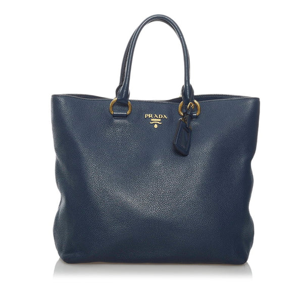 プラダ ネイビー レザー トートバッグ ショルダーバッグ 2WAY レディース PRADA 【中古】
