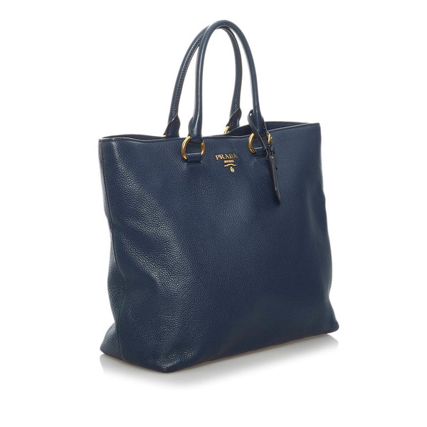プラダ ネイビー レザー トートバッグ ショルダーバッグ 2WAY レディース PRADA 【中古】