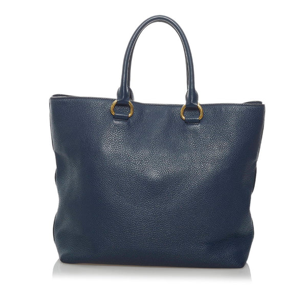 プラダ ネイビー レザー トートバッグ ショルダーバッグ 2WAY レディース PRADA 【中古】