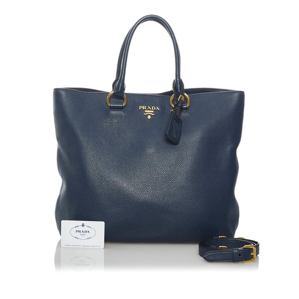 プラダ ネイビー レザー トートバッグ ショルダーバッグ 2WAY レディース PRADA 【中古】