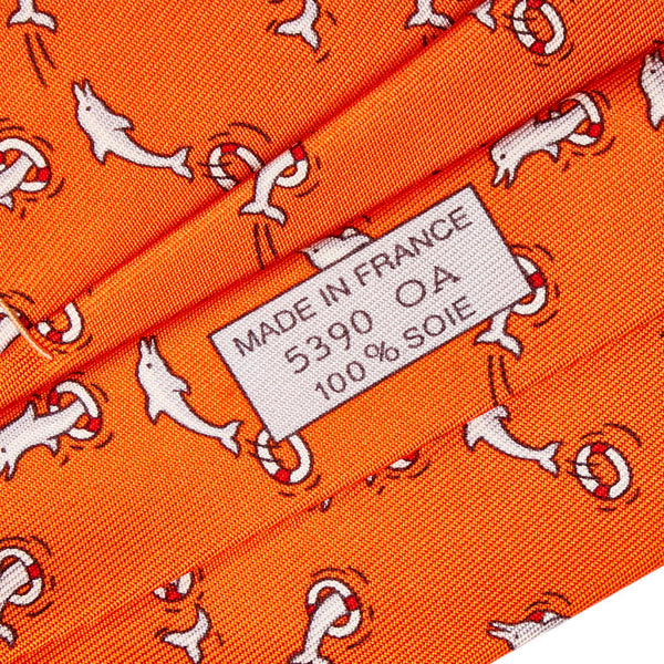エルメス オレンジ シルク ネクタイ メンズ HERMES 【中古】