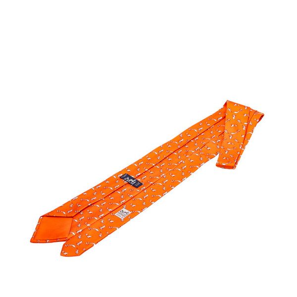 エルメス オレンジ シルク ネクタイ メンズ HERMES 【中古】