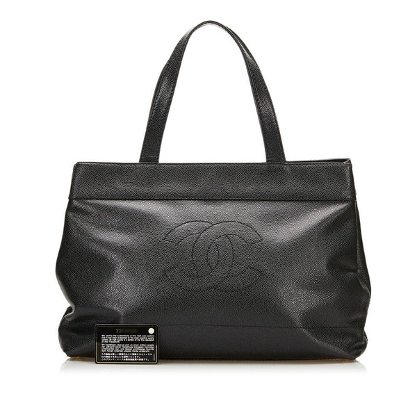 シャネル ココマーク トートバッグ ブラック キャビアスキン レディース CHANEL 【中古】