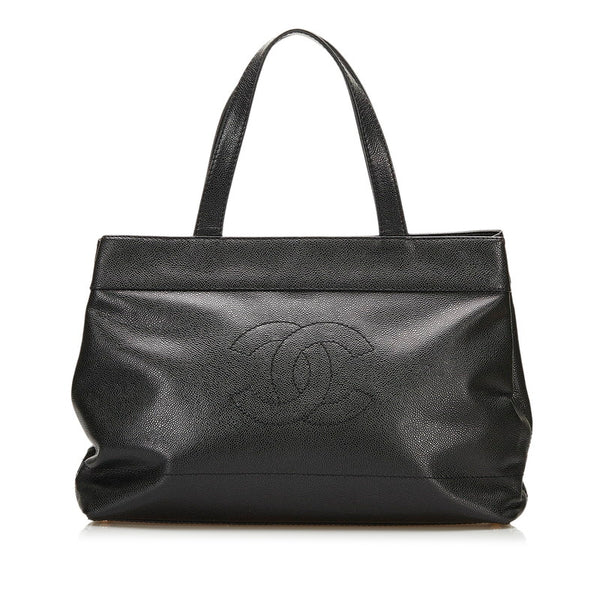 シャネル ココマーク トートバッグ ブラック キャビアスキン レディース CHANEL 【中古】
