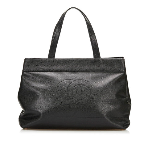シャネル ココマーク トートバッグ ブラック キャビアスキン レディース CHANEL 【中古】